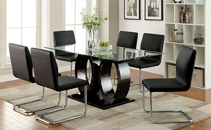 Meja makan atas kaca modern dengan 10 kursi